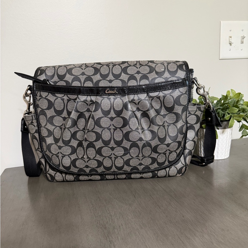 Coach Monogram Black and Gray Baby Bag